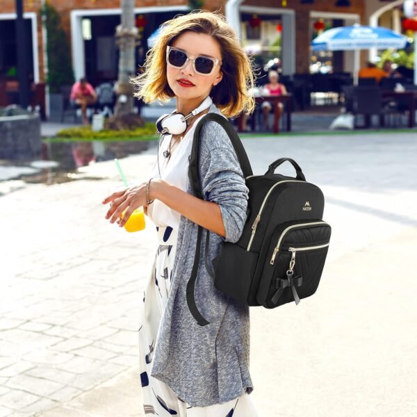 MATEIN Mini Backpack for Women, Waterproof Stylish Daypack Purse Shoulder Bag with USB Charging Port, Lightweight Small Casual Daily Travel Backpack, Lady Girls Gifts for Work School, 2pcs Sets, Black - Image 2