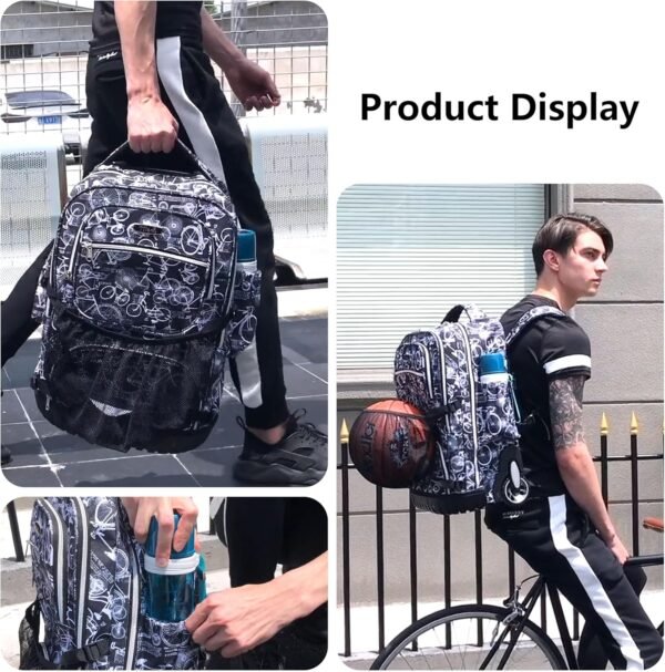 NEW TILAMI Rolling Backpack 19 inch Teens Rolling Backpack Cute Wheeled Computer Laptop Backpack Bookbag Roller Travel Bag College with Sneakers Bag, Bicycle Blue - Image 8