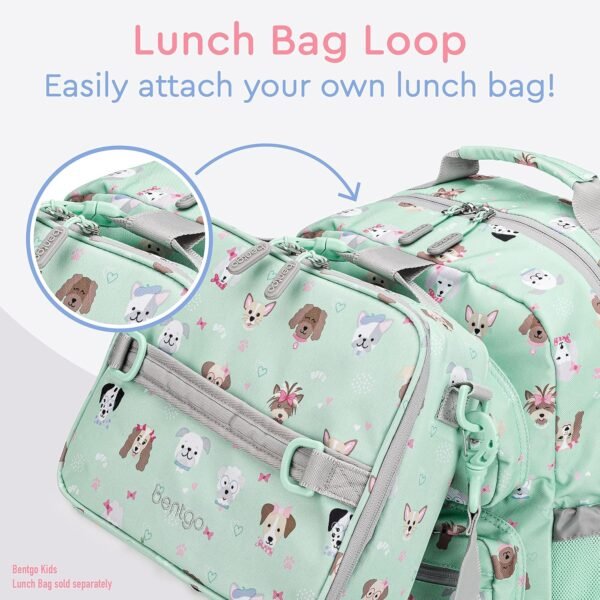 Bentgo Kids Backpack - Lightweight 14” Backpack in Fun Prints for School, Travel, & Daycare, Ideal for Ages 4+, Roomy Interior, Durable & Water-Resistant Fabric, & Loop for Lunch Bag (Puppy Love) - Image 5